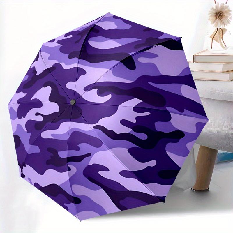 1pc Purple Camouflage Print, Automatic Folding Umbrella, Portable & Foldable Design with 8 Ribs, Casual Outdoor Accessory yy250804245