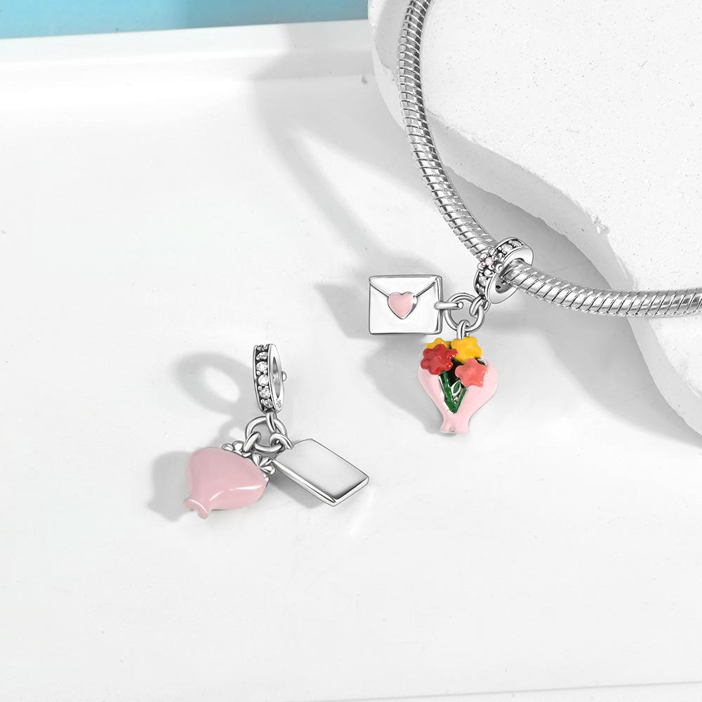 Copper Charms Campus Graduation Mortarboard Flower Beads Fit Original Bracelet Bangle Diy Pendant Fine Jewelry Gift