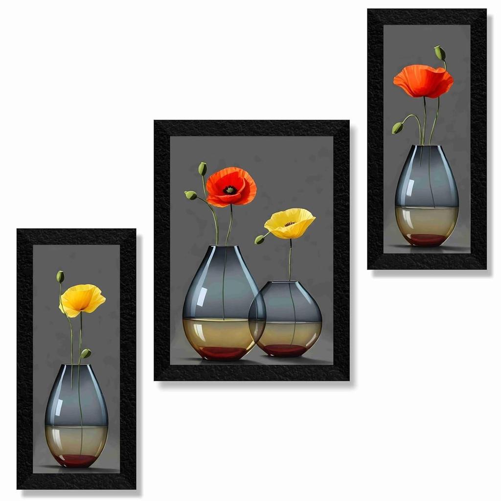 Paintings for Wall Decoration - Set Of 3, 3d for Living Room Large Size with Frames, Hotel, Office Painting 50.8 Cm X 30.48 Cm
