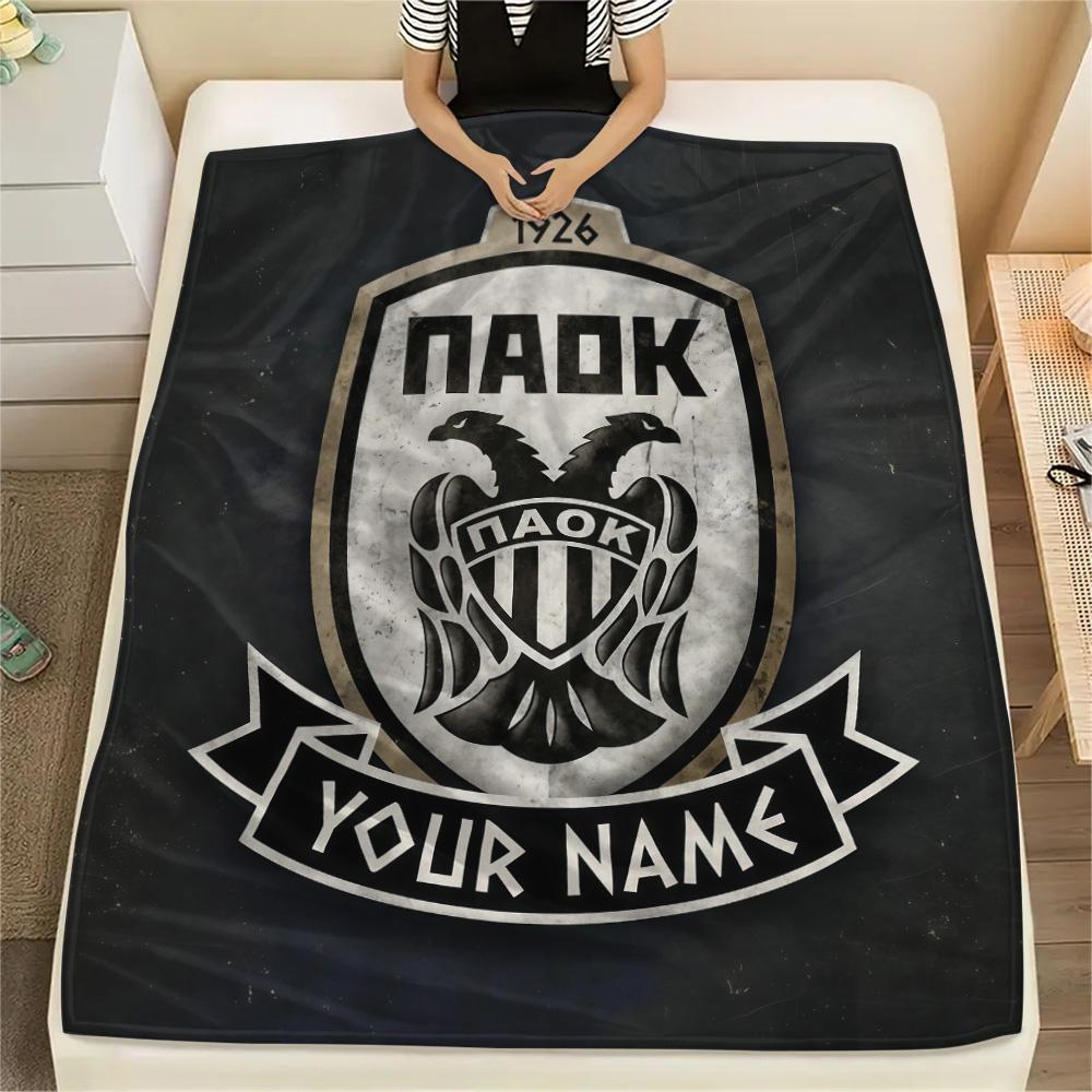 Custom Name PAOK FC2 Flannel Blanket, High quality Comfortable for All Seasons, Home Decor, Warmth and Comfort