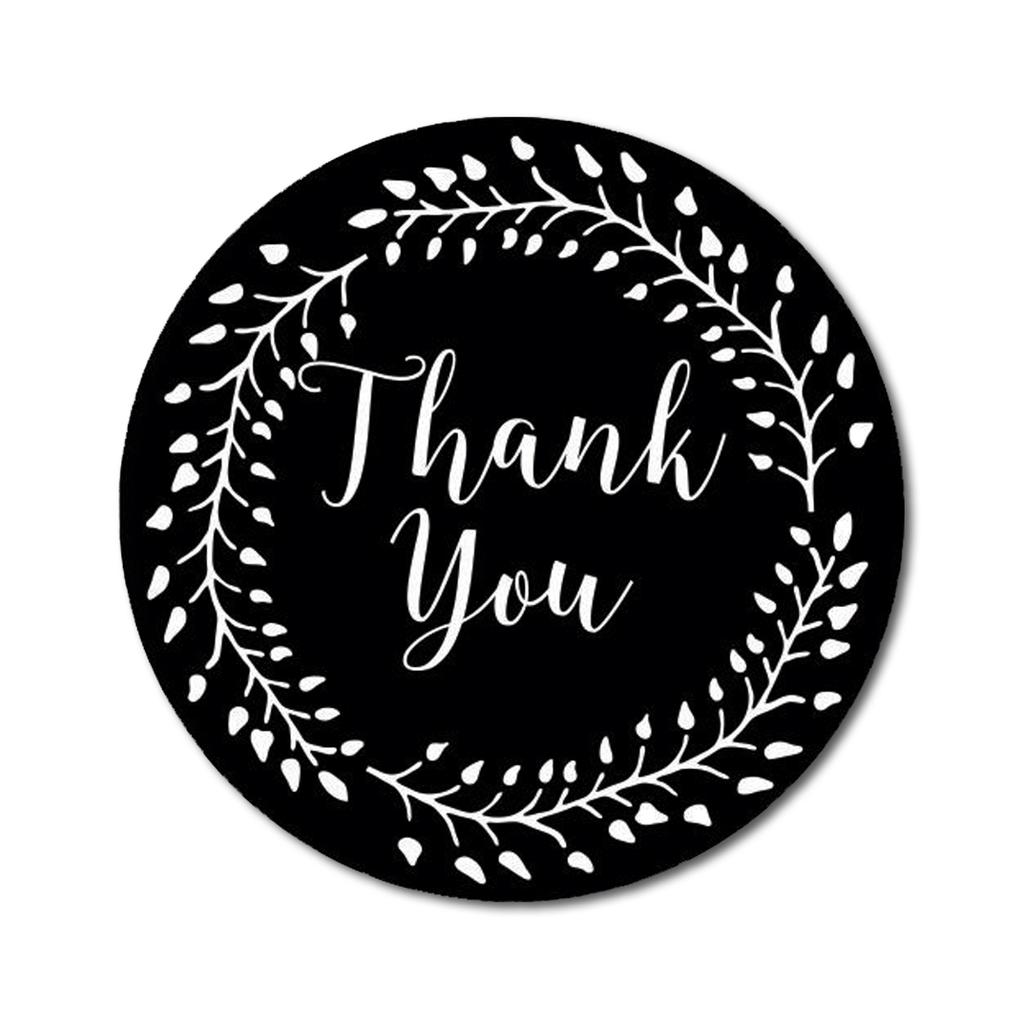 Darling Souvenir Round 1.6 Inches Black Vines Border Thank You Stickers Non Customized Gift-45