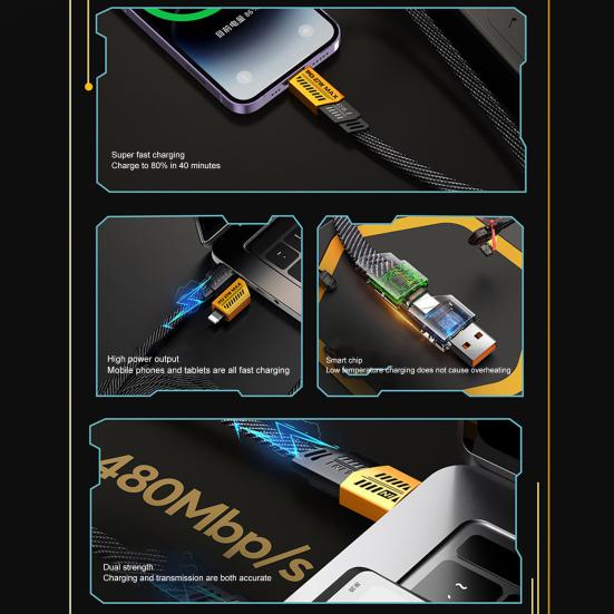 100 см 4-в-1 зарядный кабель USB Type-C 8-контактный PD65W быстрая зарядка мобильного телефона планшета нейлоновый плетеный кабель для передачи данных проводной шнур для Android для iPhone