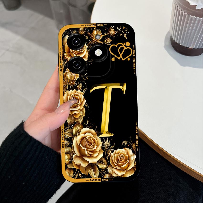 Чехол для телефона с начальными буквами A-Z для Tecno Spark 20 30 40 Pro Plus 20C 30C 40C Go 2024 2025 Бампер Матовый силиконовый Нескользящий Чехол для корпуса Tecno