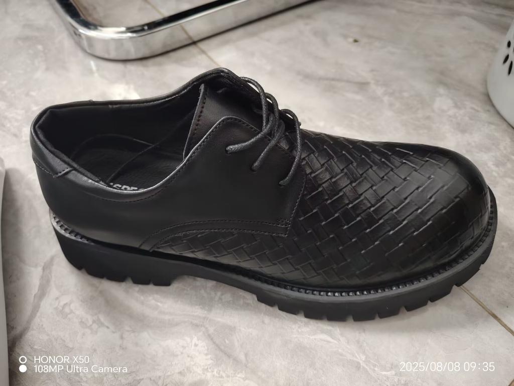 Кожаные мужские туфли с большой головой, новые кожаные туфли с круглым носком на платформе, повседневные, трендовые, деловые, на шнуровке, кроссовки, дерби