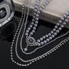 Crystal Inlaid Multi-Layer Pearls Necklace Multilayer Stacked Cross Clavicle Chain  Girls