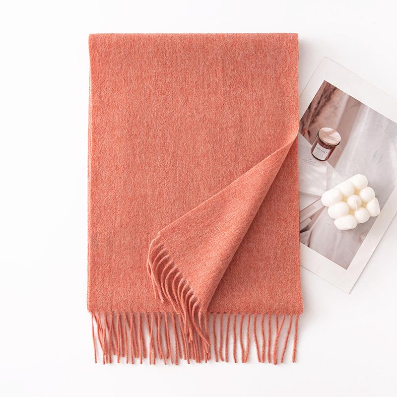 Autumn and Winter New Solid Color Scarf for Women Versatile Neck Scarf Thickened Warm Shawl Simple Tassel