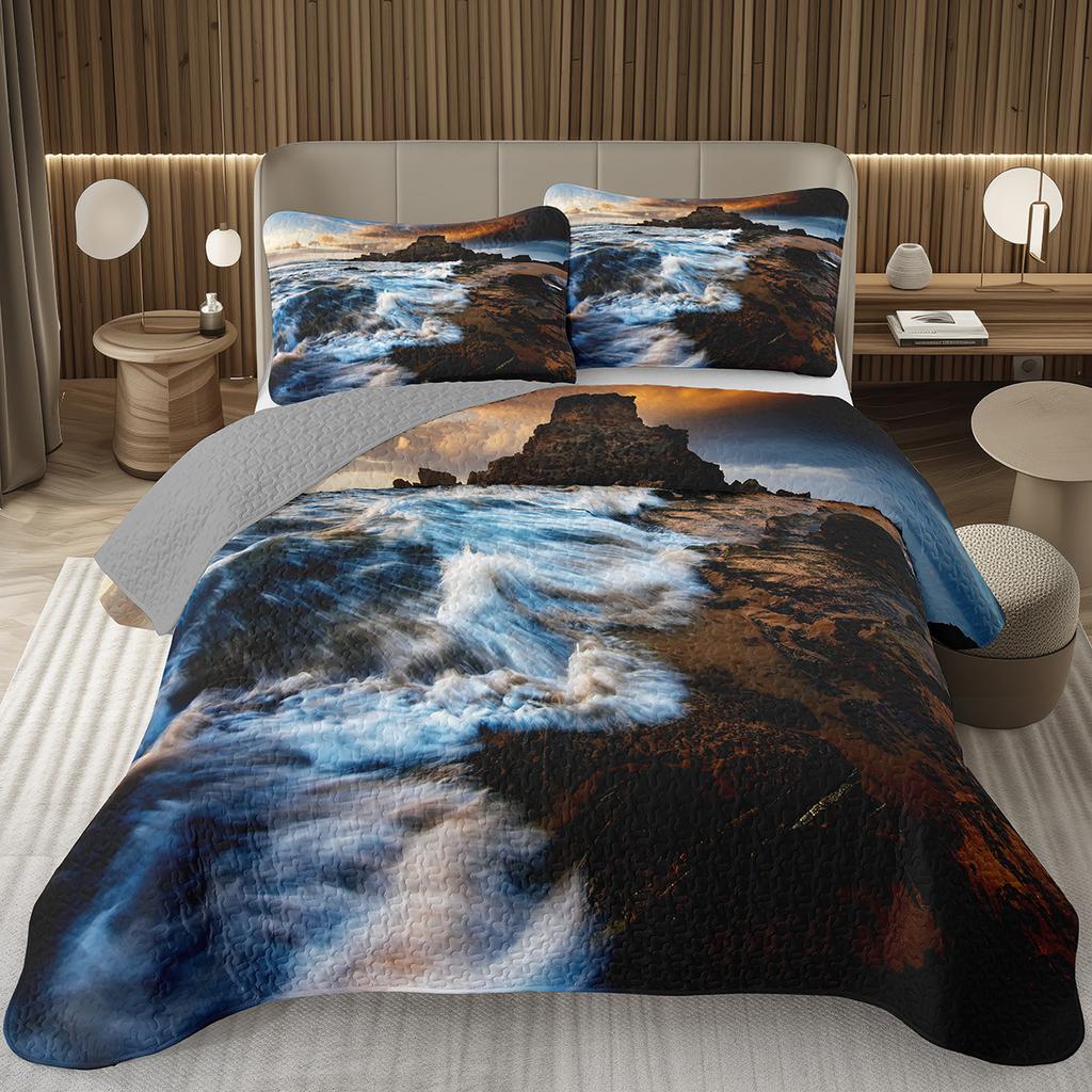 Покрывало Дерево Пейзаж Природы Покрывала для Мальчиков Девочек Реверсивный Серый Комплект Покрывала Современное Абстрактное Искусство Стеганое Постельное Белье Квин