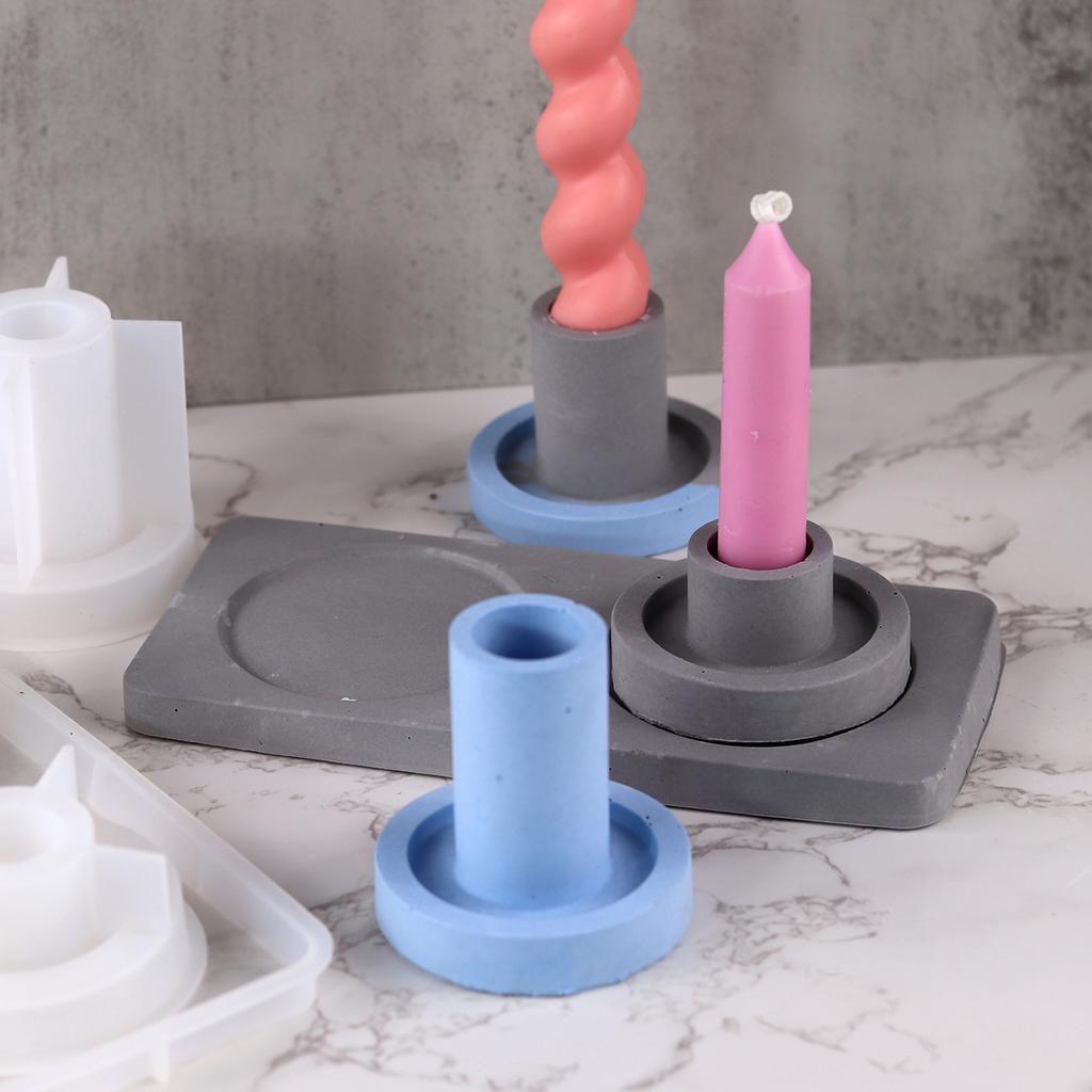 Cement Round Candlesticks Silicone Molds DIY Concrete Plaster Nordic Candle Holder Pottery Mould Home Decor Handicrafts Gift
