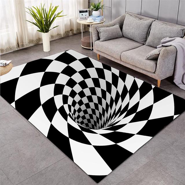 Вихревой напольный коврик для гостиной, коврик для двери крыльца, абстрактный геометрический оптический дверной коврик, нескользящий коврик, декоративный ковер для гостиной
