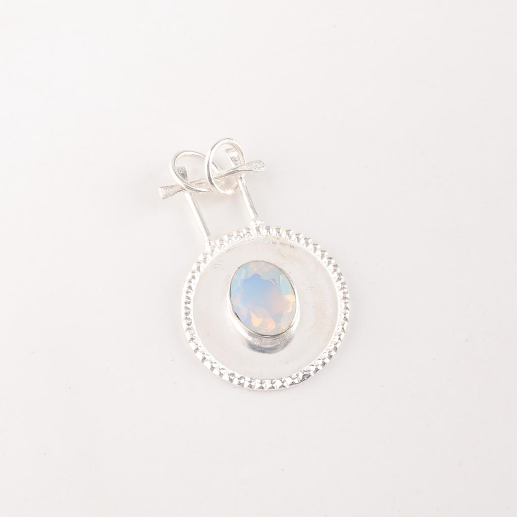 Natural Milky Opal Gemstone 925 Sterling Silver Handmade Stylish Pendant 1.4" PP-57-20