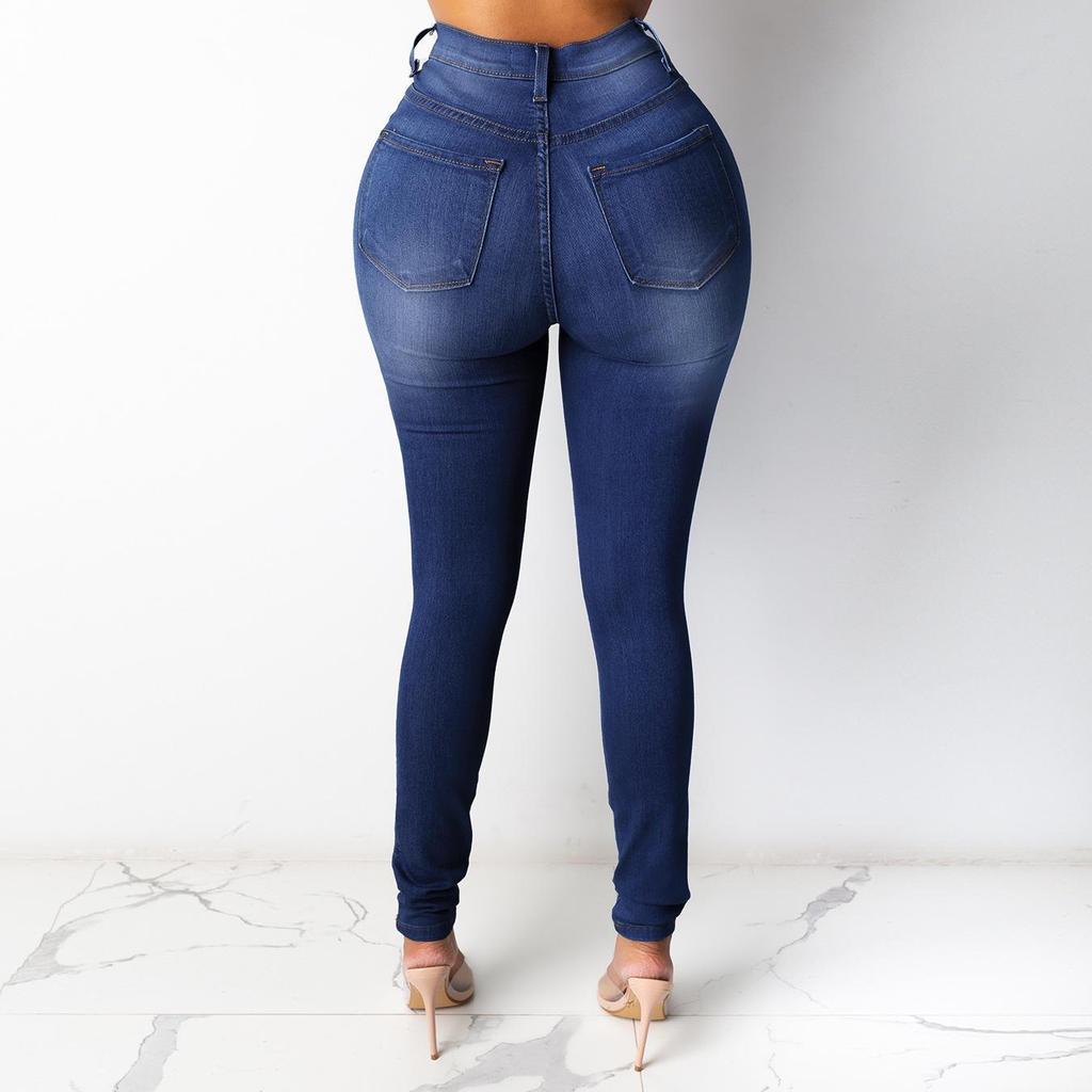 Women's High Waist Slim Pencil Jeans - European and American Style 2023 Collection