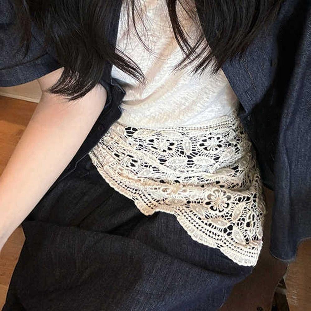 Cape Lace Shawl Fake Collar Hip Scarf Simple Lace Triangle Scarf Female