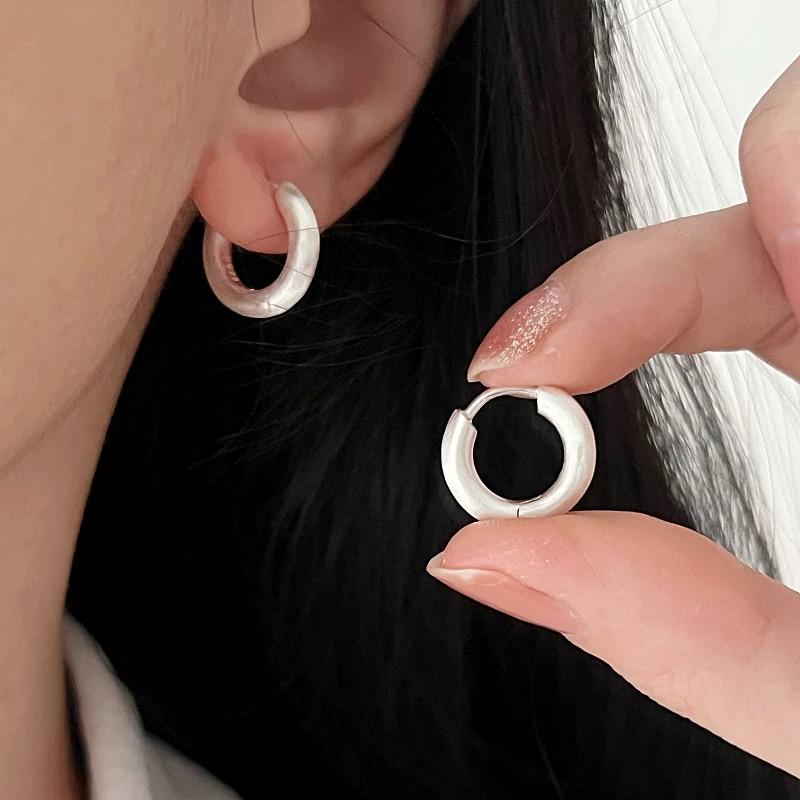Серьги-кольца из серебра 925 пробы Винтажные для женщин Простые круглые блестящие серьги Украшения Предотвращают аллергию Вечерние аксессуары Подарок