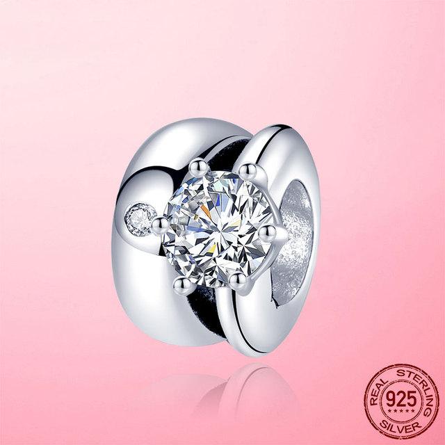 925 Sterling Silver O Pendant Love Heart Snake CZ Clip Charm Beads Fit Original Women Bracelet Bangle Silver 925 Jewelry