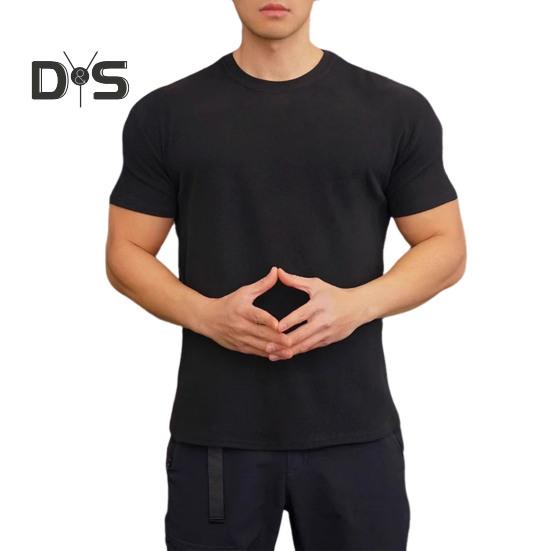 Summer Gym Top Round Neck Slim Fit Muscular Men Training T-shirt Short Sleeves Stretchy Slim Fit Jogging Exercise Tee