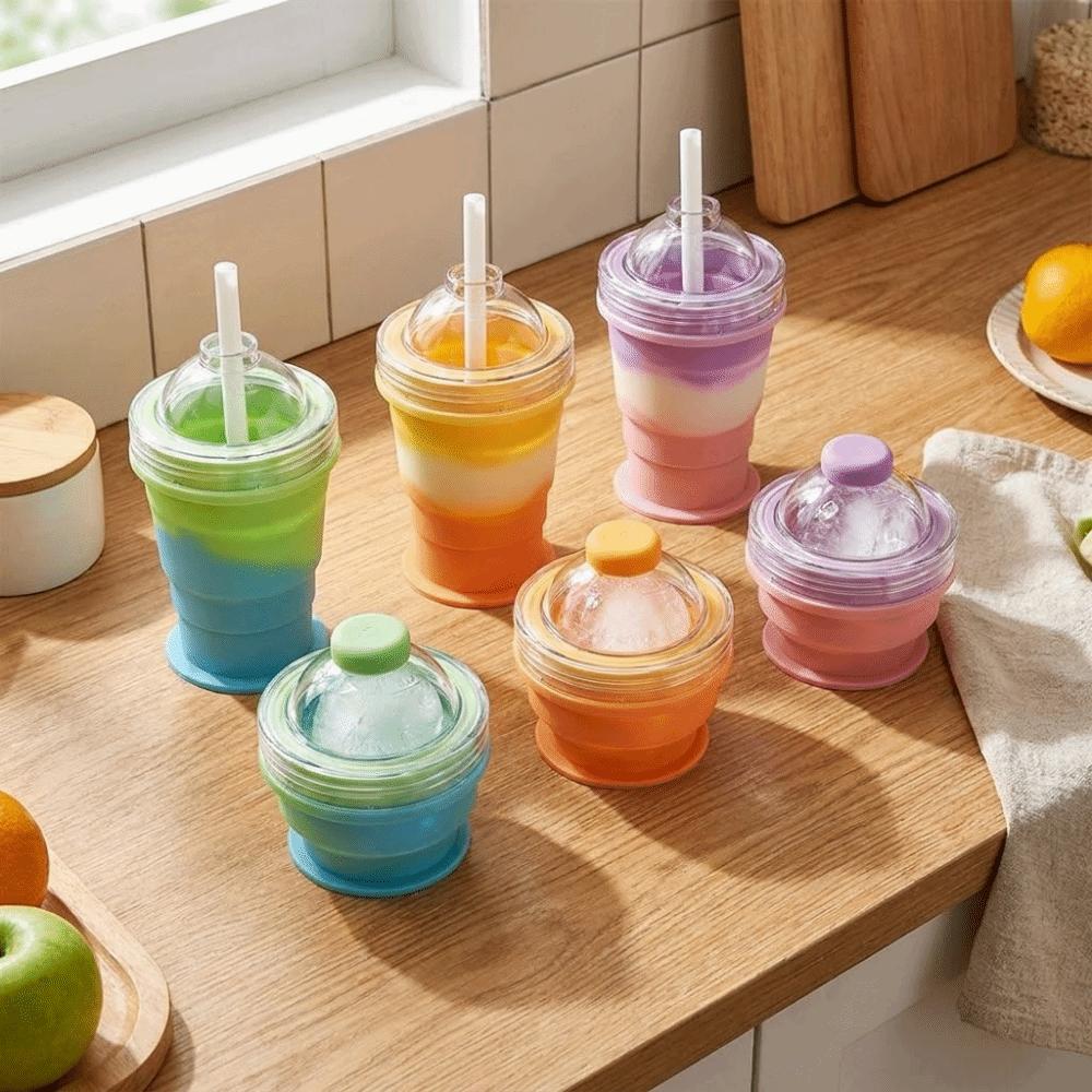 Silicone Foldable Ice Ball Cup Food Grade Collapsible Silicone Cup Portable Travel Tumbler  Office