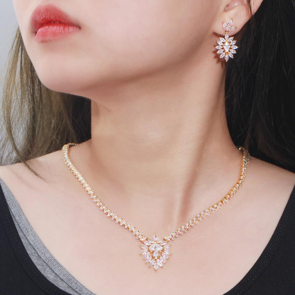 Особенный Для Циркониевой Цепочки Ожерелья Дизайн Серьги Темперамент Свадебная Цепочка