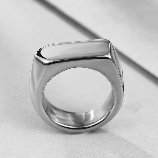 Retro Ring Pure Color Polished Titanium Steel Flat Surface Simple Style Luster Multi Sizes Anti-Rust Lightweight Finger Jewelry