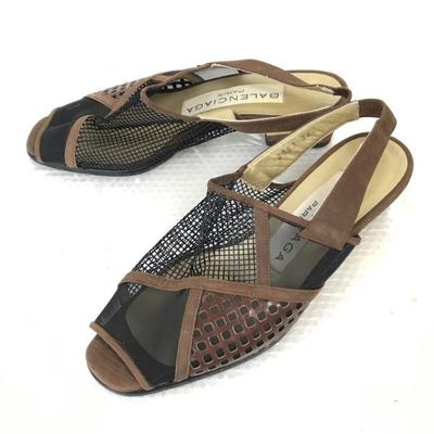 Босоножки-сетка с ремешком на пятке Размер 34.5 22.0-22.5см Коричневые и черные туфли босоножки туфли-лодочки(ИСПОЛЬЗОВАЛ)