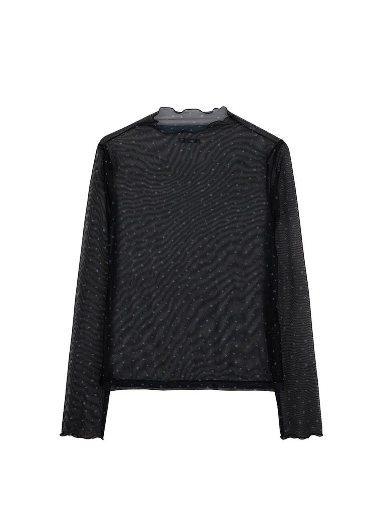 Прозрачный топ с цветочным узором и воротником-стойкой Mwimwieleu Mu2611Ts102M
