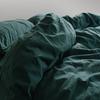 Bedding set 160x200 100% CREASTED COTTON with ruffles, dark green
