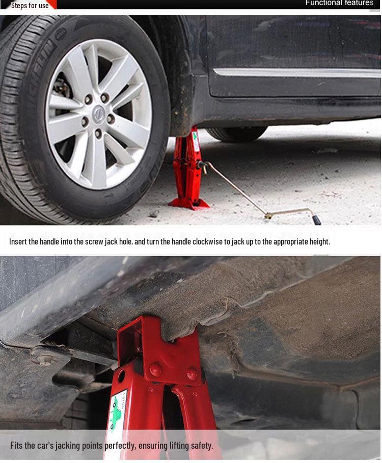 2.0T Автомобильный домкрат с ножничной ручной рукояткой, для экстренного использования на открытом воздухе, черный