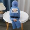 2025 autumn and winter children's hat bear wool hat girls knitted cotton warm baby hat scarf two-piece set
