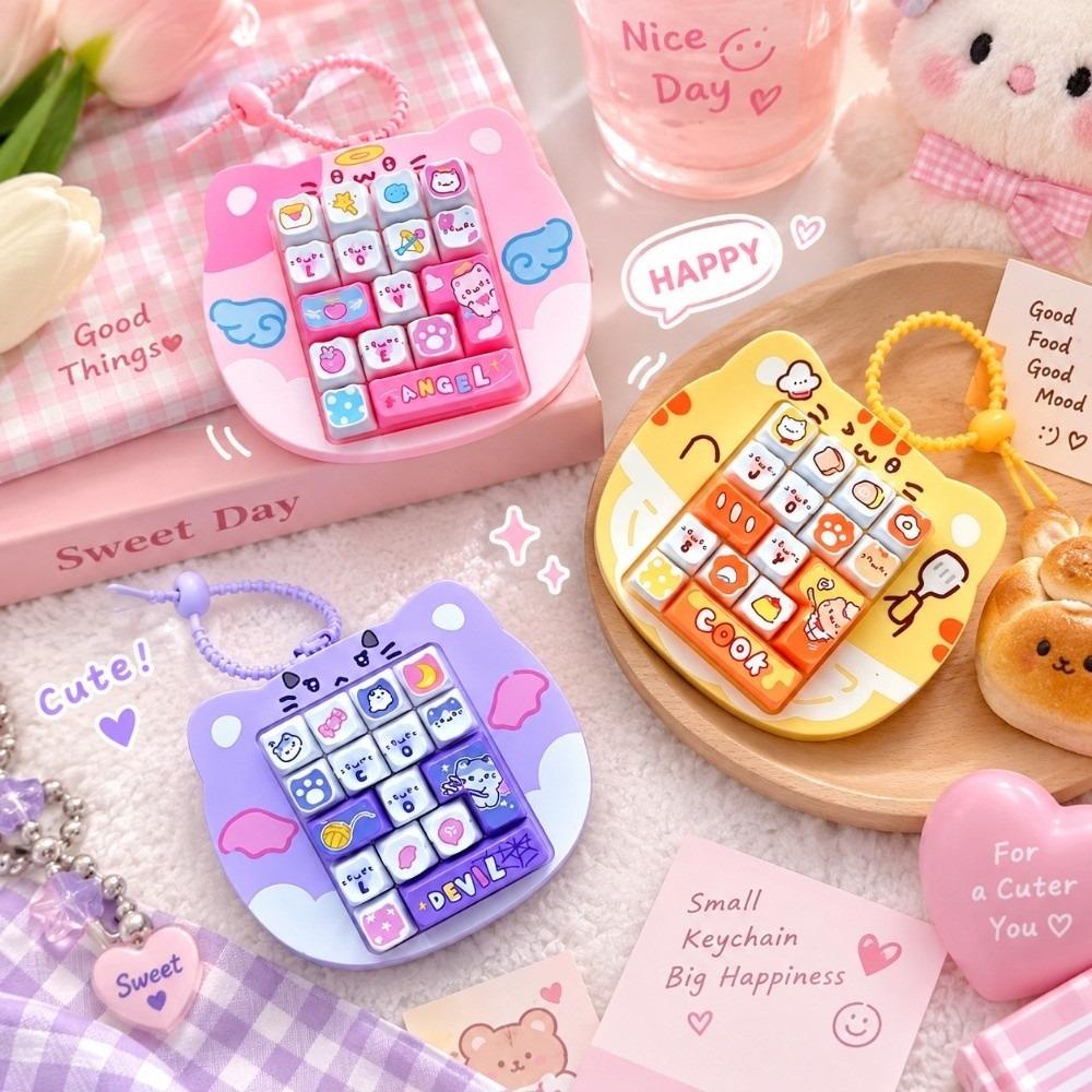 Cute Design Fidget Button Toy 16 Key Fingertip Button Keyring Backpack Decoration