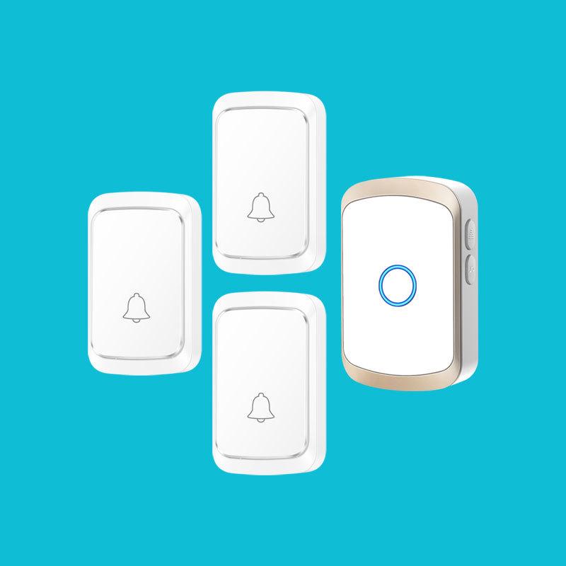 Ding Dong Wireless Doorbell for Home, Battery & DC Powered, No Plug-in, Includes 1 Receiver & 3 Transmitters