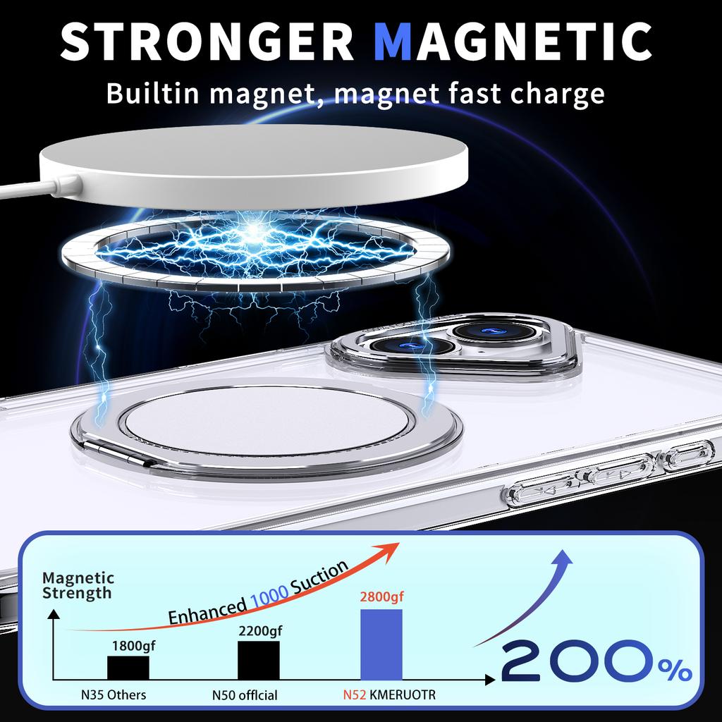 For iPhone 16 Phone Case Ring Kickstand Back Cover Compatible with MagSafe