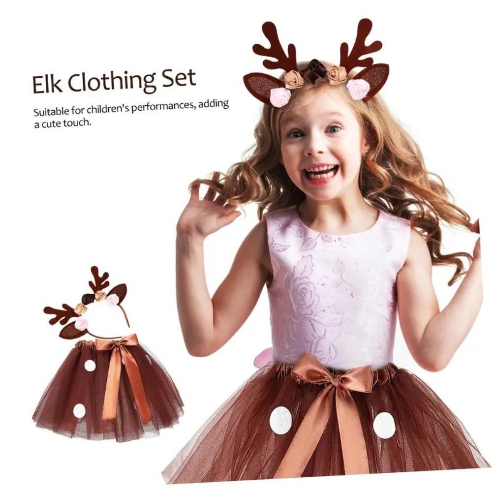 Christmas Costume Reindeer Tulle Skirt Fluffy Tutu Dress Cute Girl Tutu Skirt Children