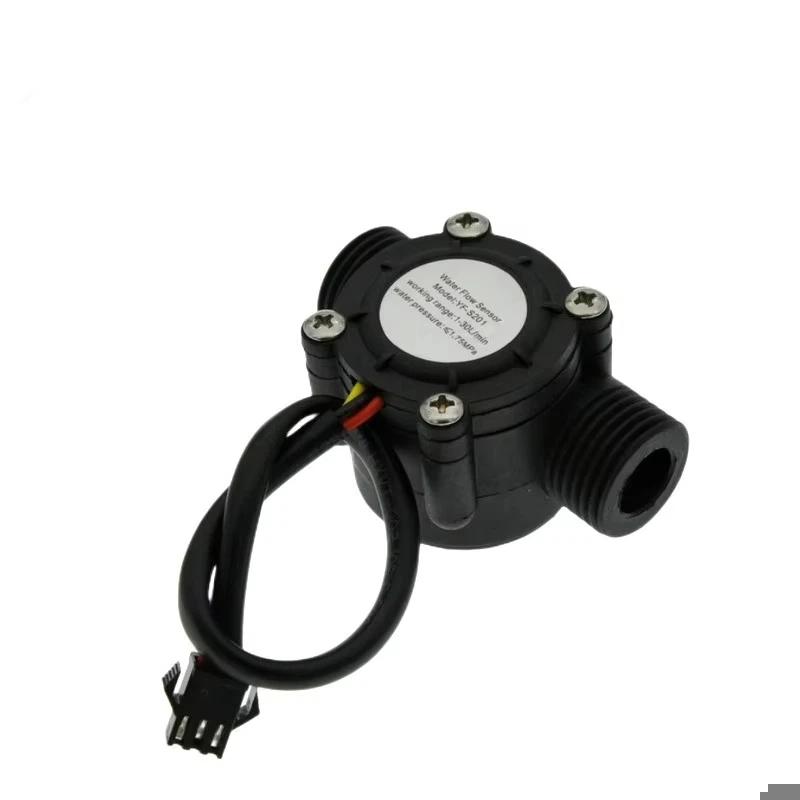 Датчик расходомера жидкости Plug & Play 5-18 В пост. тока Диапазон 1-30 л/мин для Воды Охлаждающей жидкости Подходит для Проектов DIY Автоматизации