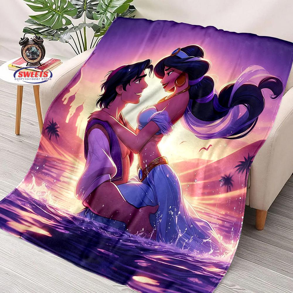 6 Sizes Princess Aladdin Blanket, Sofa Bed Cover Four Seasons Soft Fluffy Quilt Blanket, Indoor Outdoor Leisure Nap Blanket Gift
