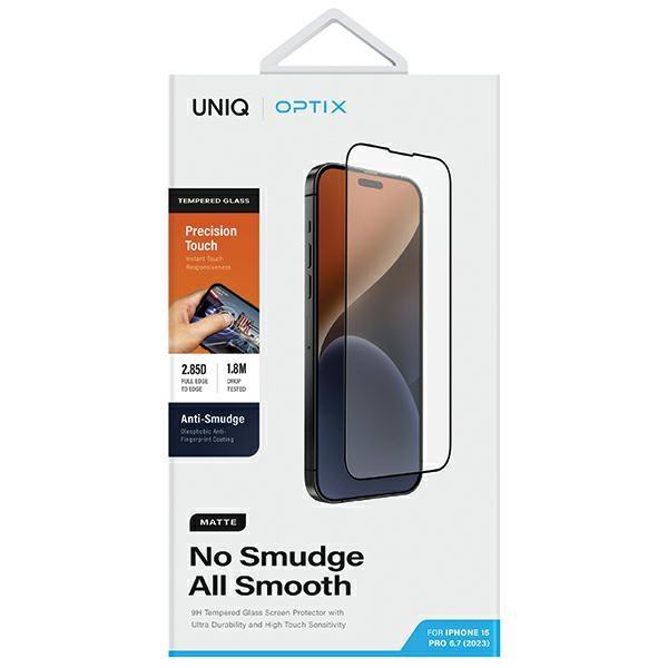 UNIQ Optix Matte iPhone 15 Pro Max 6.7" Matte Tempered Glass with Applicator