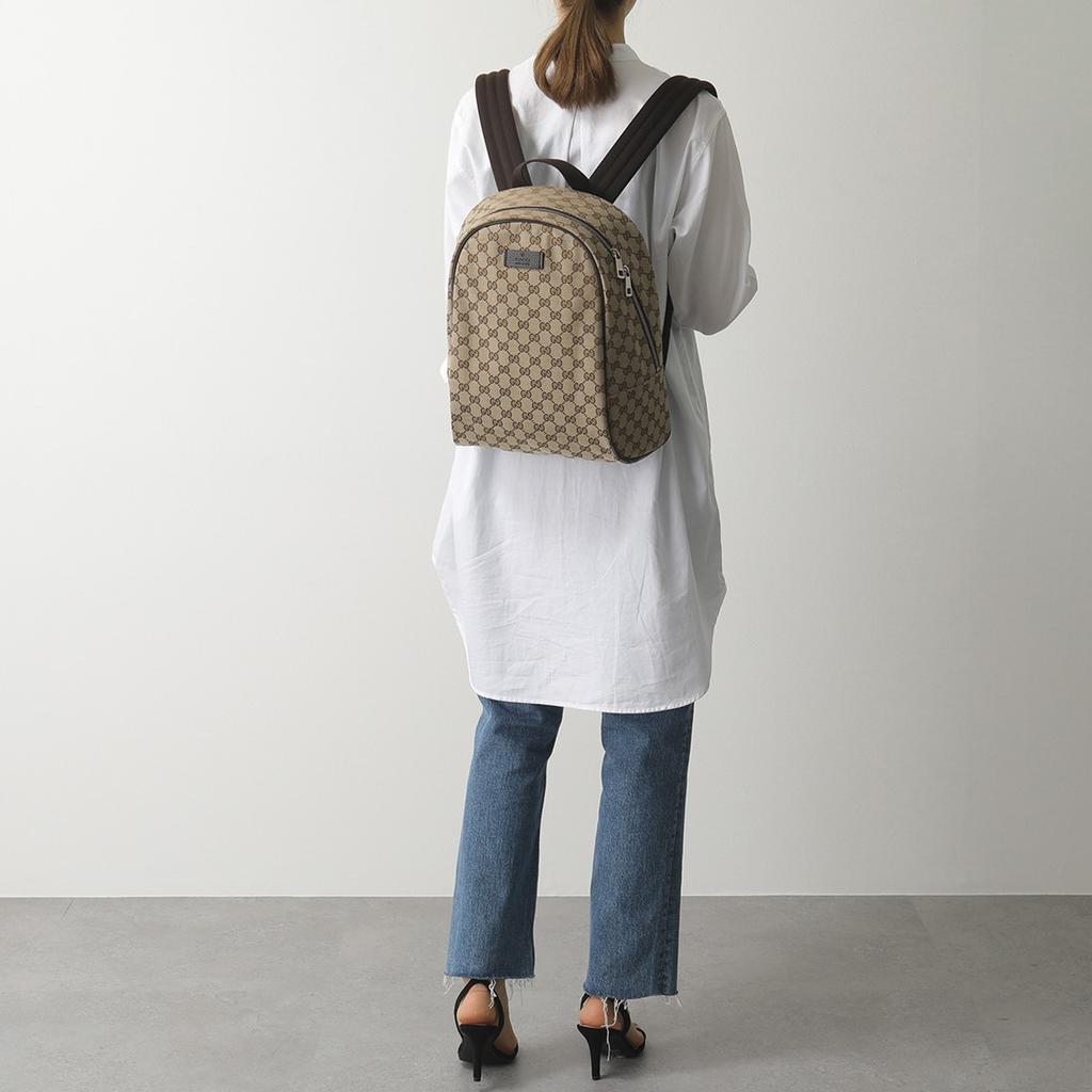 Gucci Vintage Logo Fabric And Leather Backpack Unisex Backpacks Ebony Brown 449906-KY9NN-9873