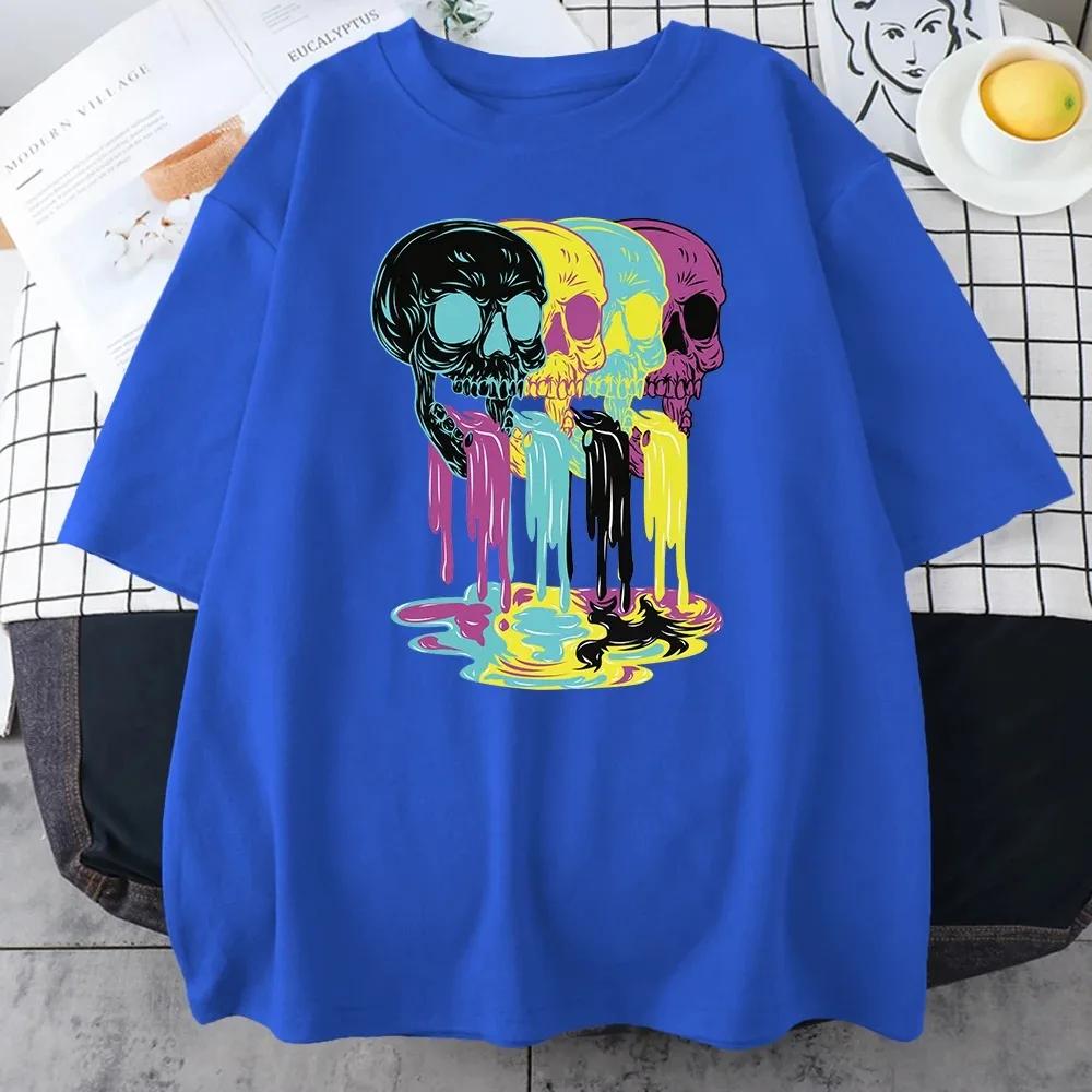 Новинка 2024 года, хлопковые футболки с забавным принтом «4 рвоты от черепов» для унисекс, индивидуальные модные повседневные футболки унисекс с короткими рукавами, одежда унисекс