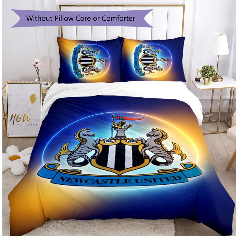 Newcastle United Football Printed 3 Pieces Bedding Set, Comfortable Skin Friendly Bedroom Duvet Cover Set