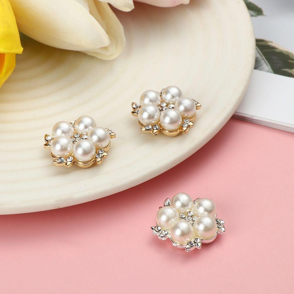 5Pcs DIY Hairpin Bag Pearl Flower Buttons Sewing Buttons Crystal Glass Stone Rhinestone Buttons