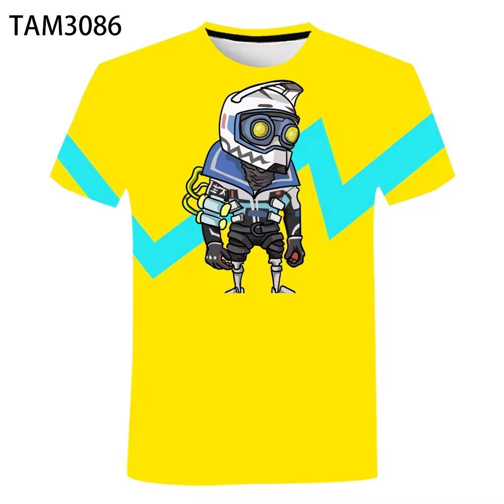 Round Neck 3D Apex Legends Game Graphic Print Casual Shorts Sleeved Men's T-shirts - Soft Medium Stretch Polyester Fabric Summer Relaxed Fit Clothing