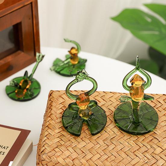 Стеклянный орнамент в виде лягушки для йоги, креативный дизайн, тонкое мастерство, украшение для мини-стола, мультяшный стеклянный орнамент