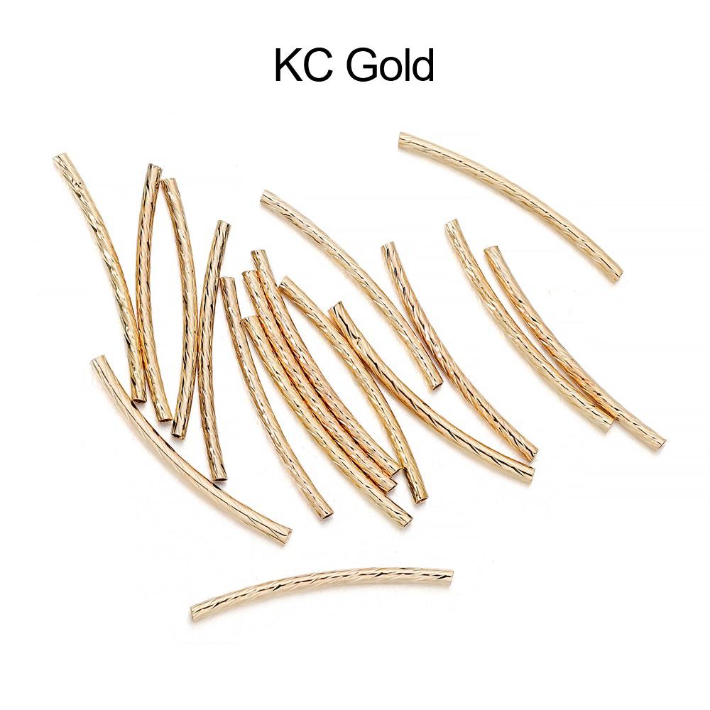 100pcs/lot 25-30 mm Stripe Copper Curve Tube Spacer Beads Connectors For DIY Jewelry Making Bracelet Necklace Accessories