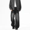 Wassup Trendy Retro Washed Distressed Jeans for Men, Loose Fit, Cool Gradient Color Casual Wide-Leg Straight Pants