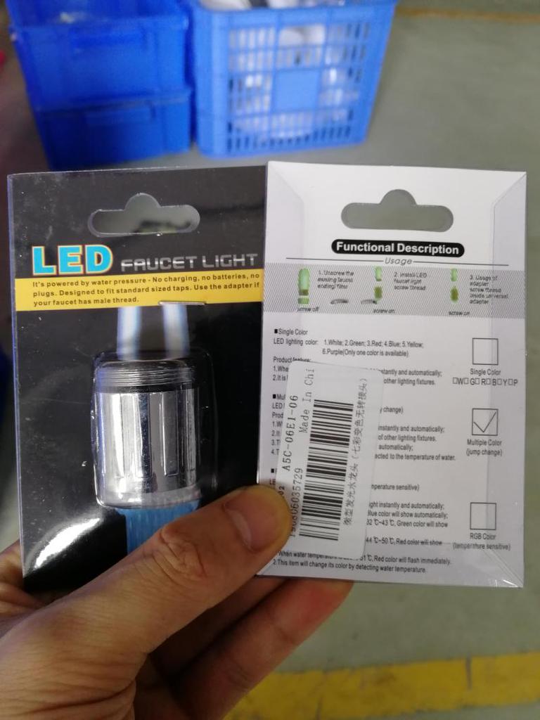 LED Light Water Faucet 3-Color Changing Temperature Sensor For Shower Tap Faucet Nozzle Head Home Kitchen Bathroom Fixture