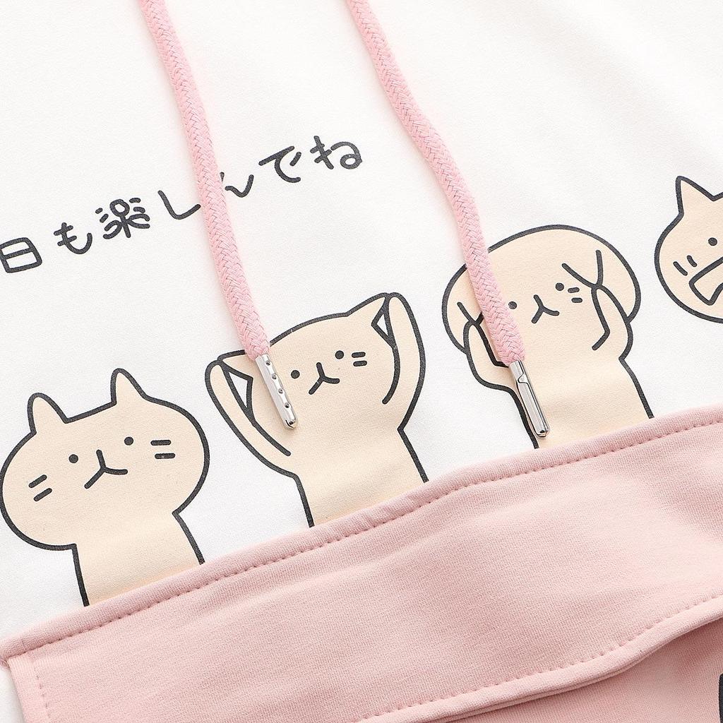 Толстовки в стиле аниме с рогами, женский студенческий топ, толстовка, японская студенческая толстовка с капюшоном и большим карманом с принтом