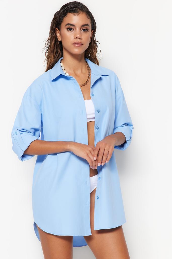 Women's Fashion Shirt Shirt Collar Long Striped Woven 100% Cotton Shirt