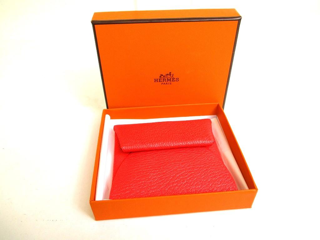 Authentic HERMES Pink and Brown Chevre Myzore Leather Coin Purse Bastia #9920 Refurbished