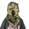 Plush animal headgear, gray eagle mask with movable mouth.