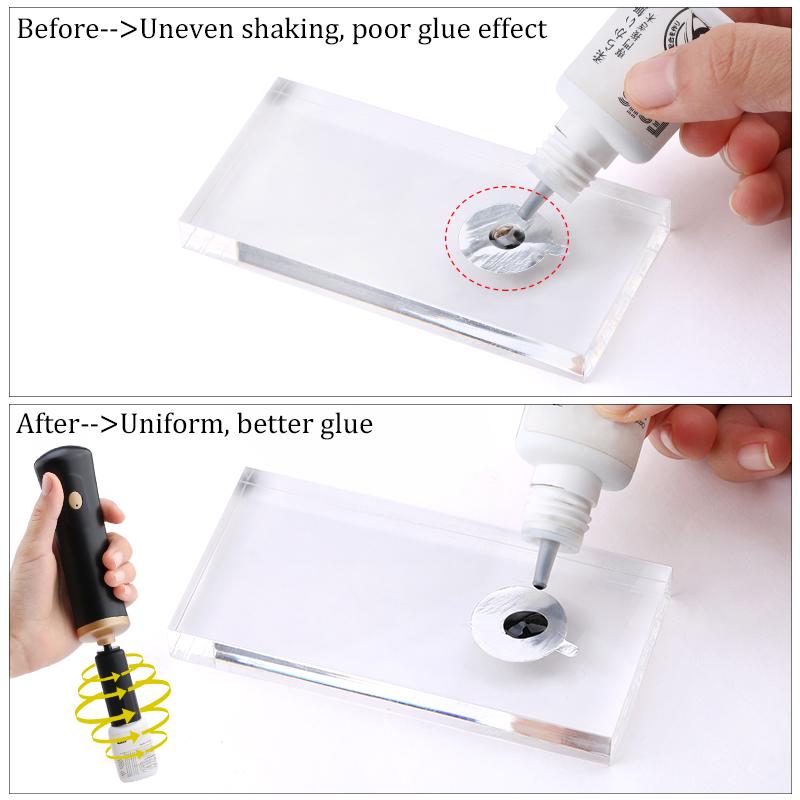Electric Makeup Brush Cleaner Eyelash Glue Shaker for Nail Polish Liquid Shaking Machine with 2pcs Connector 6pcs Glue Cover Die