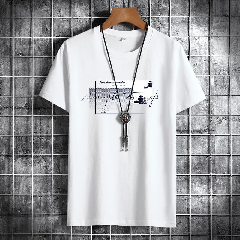 Summer Men Round Neck Cotton Short-sleeved Fashion Printed Casual Men's Loose Sports T-shirt