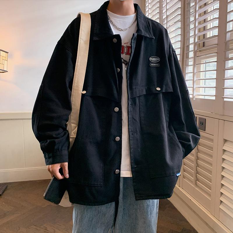 Men's Spring & Autumn Fashion Denim Jacket - Retro Hong Kong & Japanese Style, High Street Youth French Design